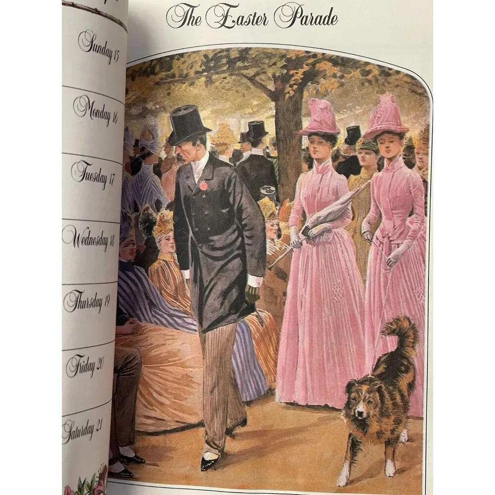 Vintage 1980s Victorian Book of Days Daily Journal with Vibrant Print Pictures ~